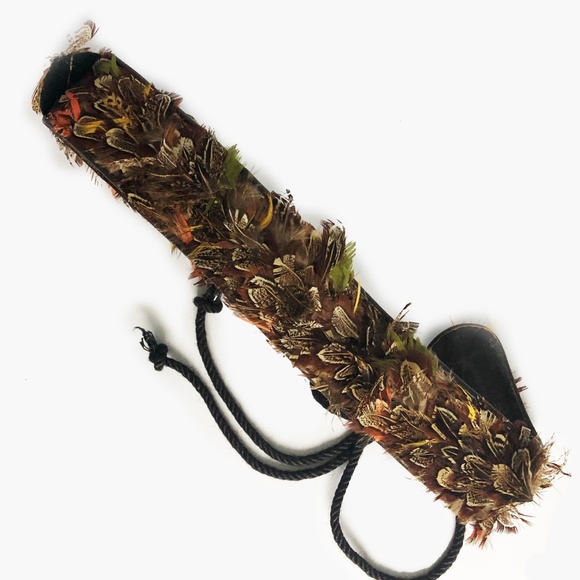 Yves Saint Laurent Belt Russian Tie Wrap with Feathers Rare 70s YSL Rive Gauche - Picture 3 of 12